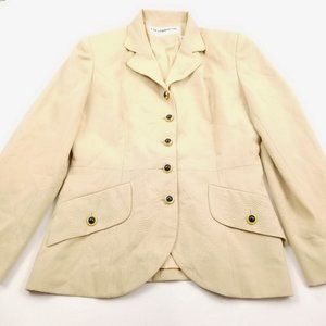 Vintage Tan Beige Blazer Suit Jacket 8 Medium